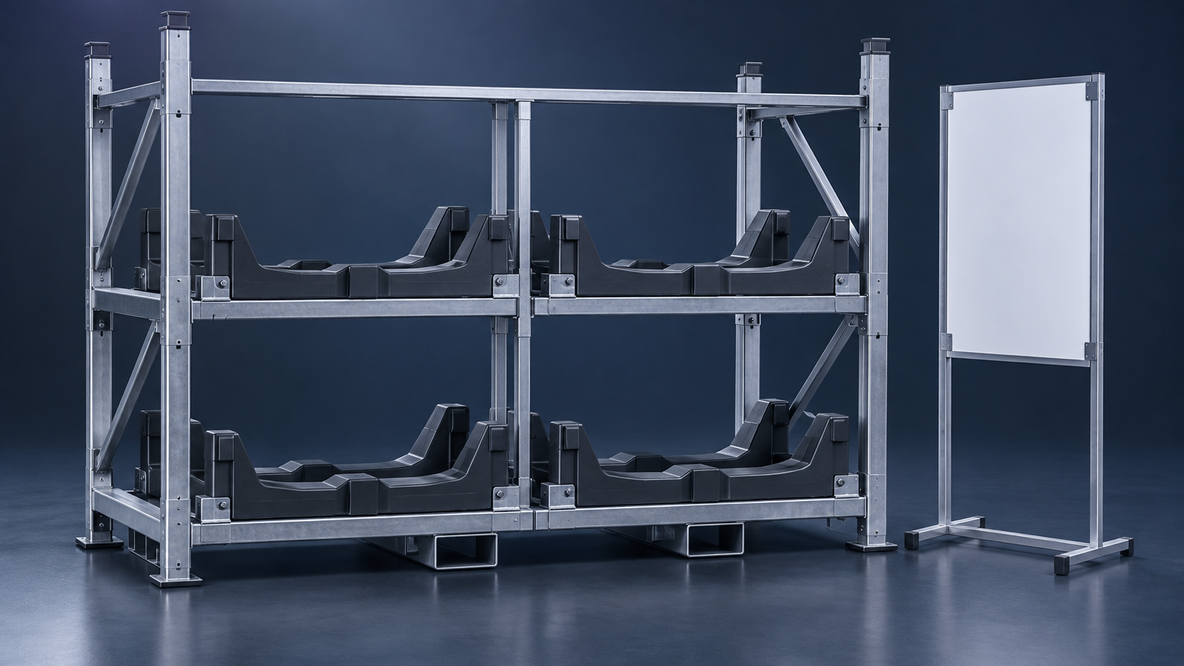 Concept of empty numbered bays in an automotive parts rack