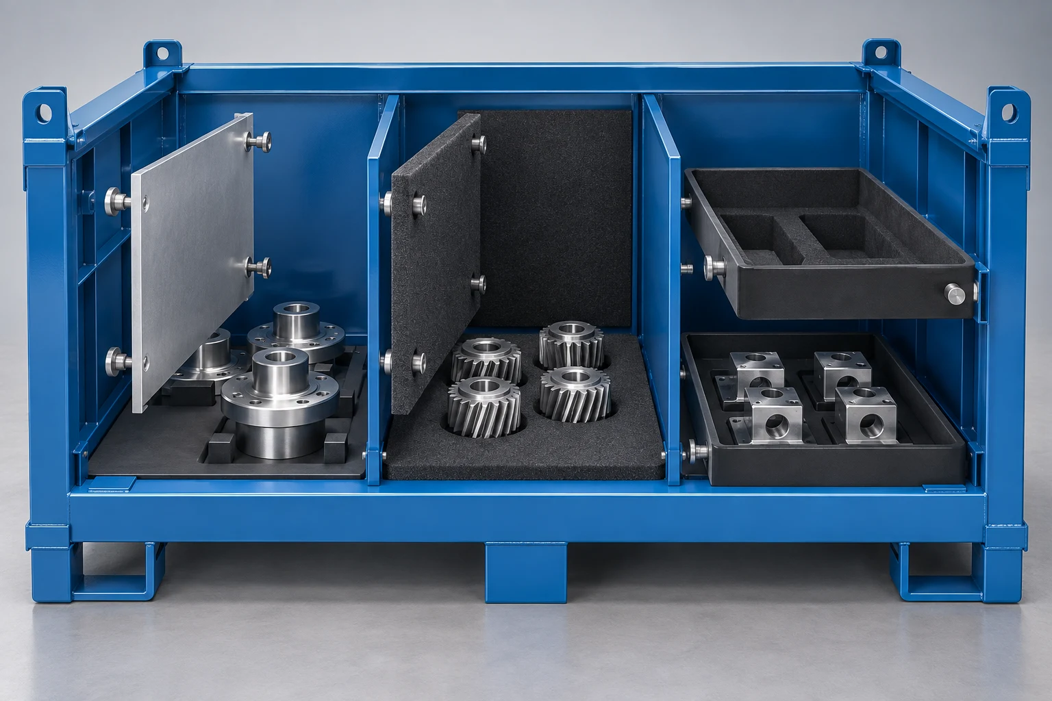 Concept illustration comparing fixed, captured and lift-out liner interfaces in a metal container