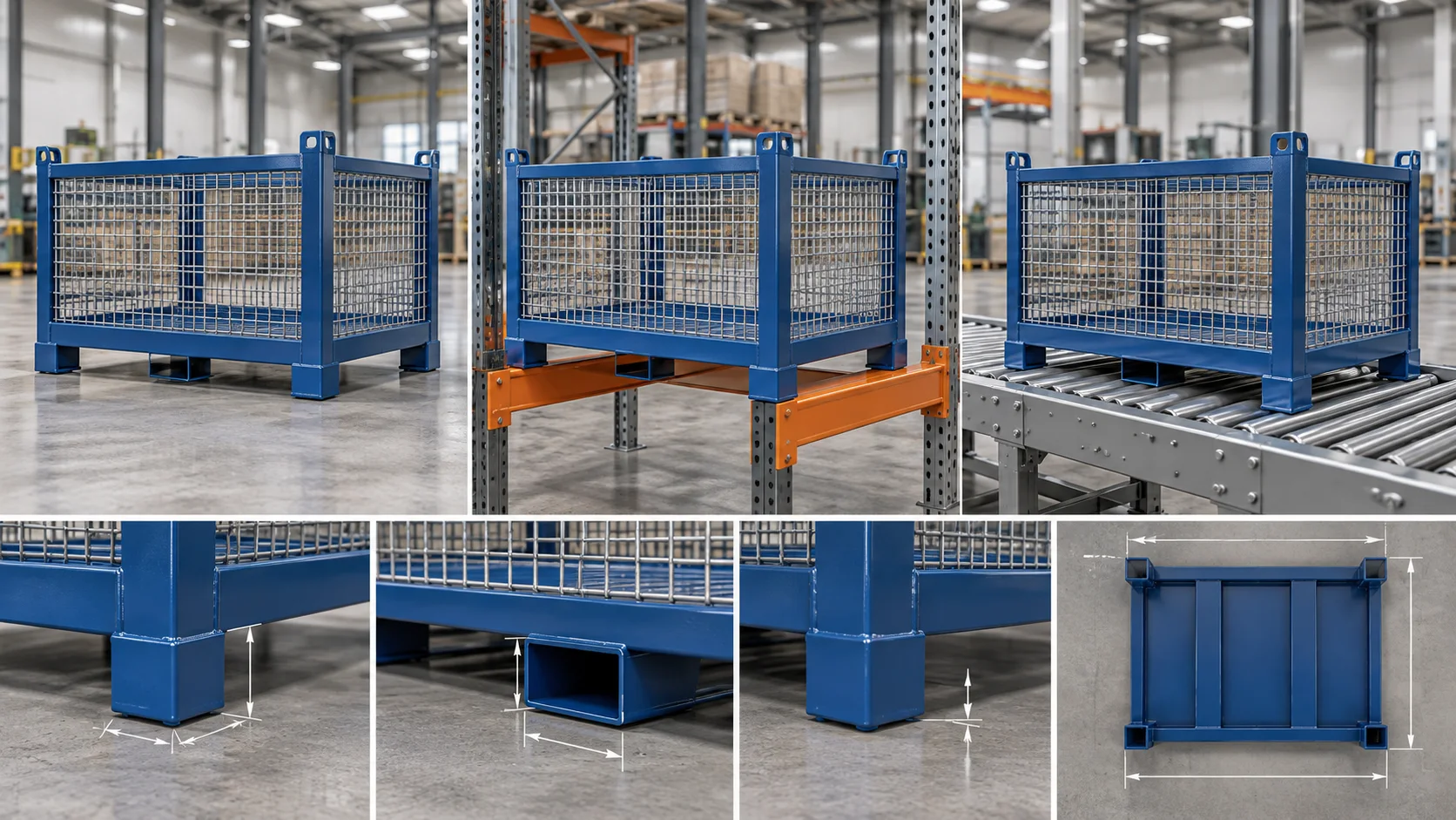 Wire Mesh Container Bases for Floors, Rack Beams and Roller Conveyors